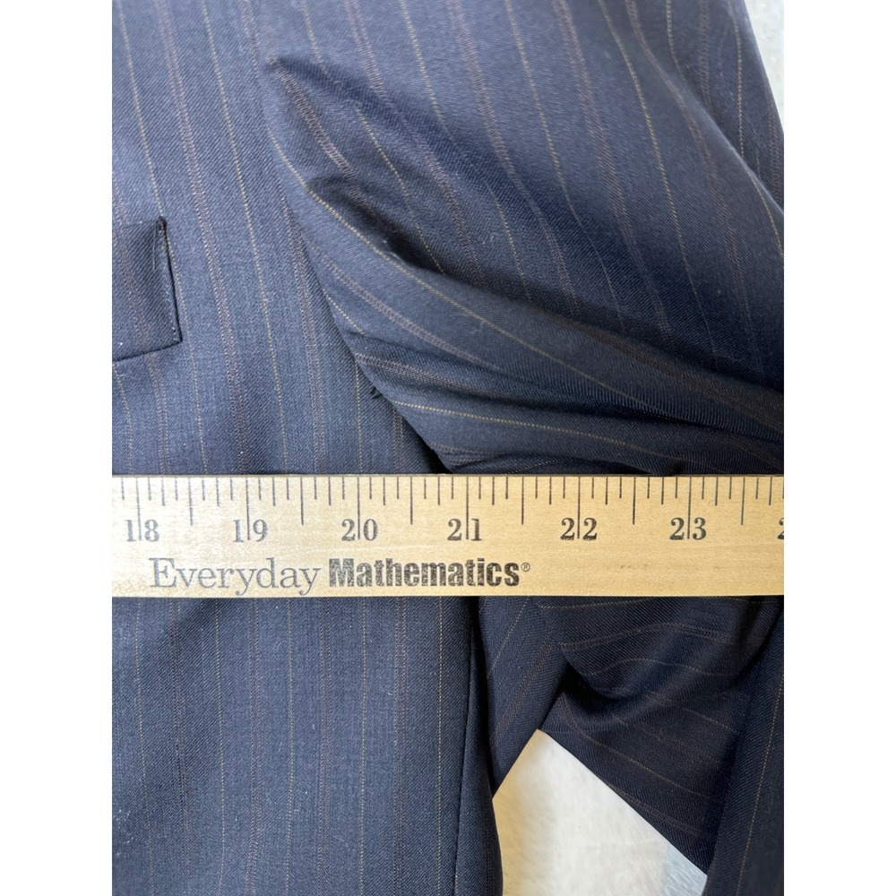 Pronto Uomo Mens Pinstripe Suit 44 Tall 39W Navy Blue Worsted Wool 2pc Canada - Picture 7 of 15